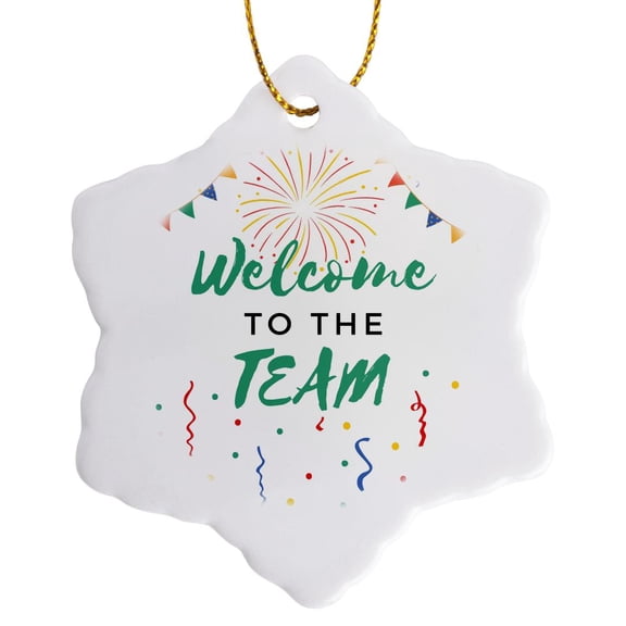 3drose, Welcome to the Team Office Work Mate Job Gift for New Employees Staff, 3 inch Snowflake Porcelain Ornament