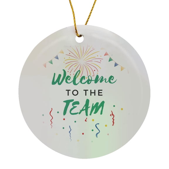 3drose, Welcome to the Team Office Work Mate Job Gift for New Employees Staff, Circle Porcelain Ornament