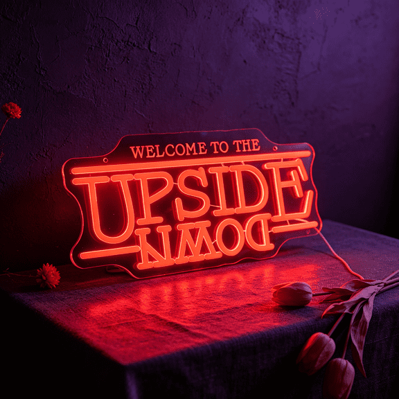 Welcome To The Upside Down Neon Sign,16.5×12.5 Inch