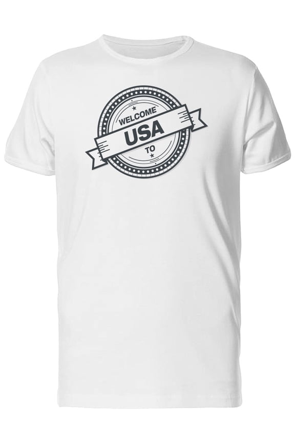 Welcome To Usa B&W Logo T-Shirt Men -Image by Shutterstock, Male Large