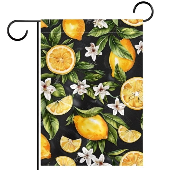 Welcome Tropic Lemon Fruits Leaves Flowers Background Garden Flag, Vertical Double Sided Small House Flag, Yard Farmhouse Outdoor Deck Veranda Lawn Decor 28x40 Inch
