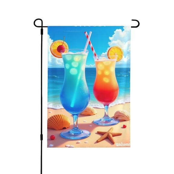 Welcome Tropical Drink Garden Flag 12x18 Inch Double Sided – Summer Beach Ocean Cocktails Outdoor Yard Decoration For Porch, Lawn & Patio