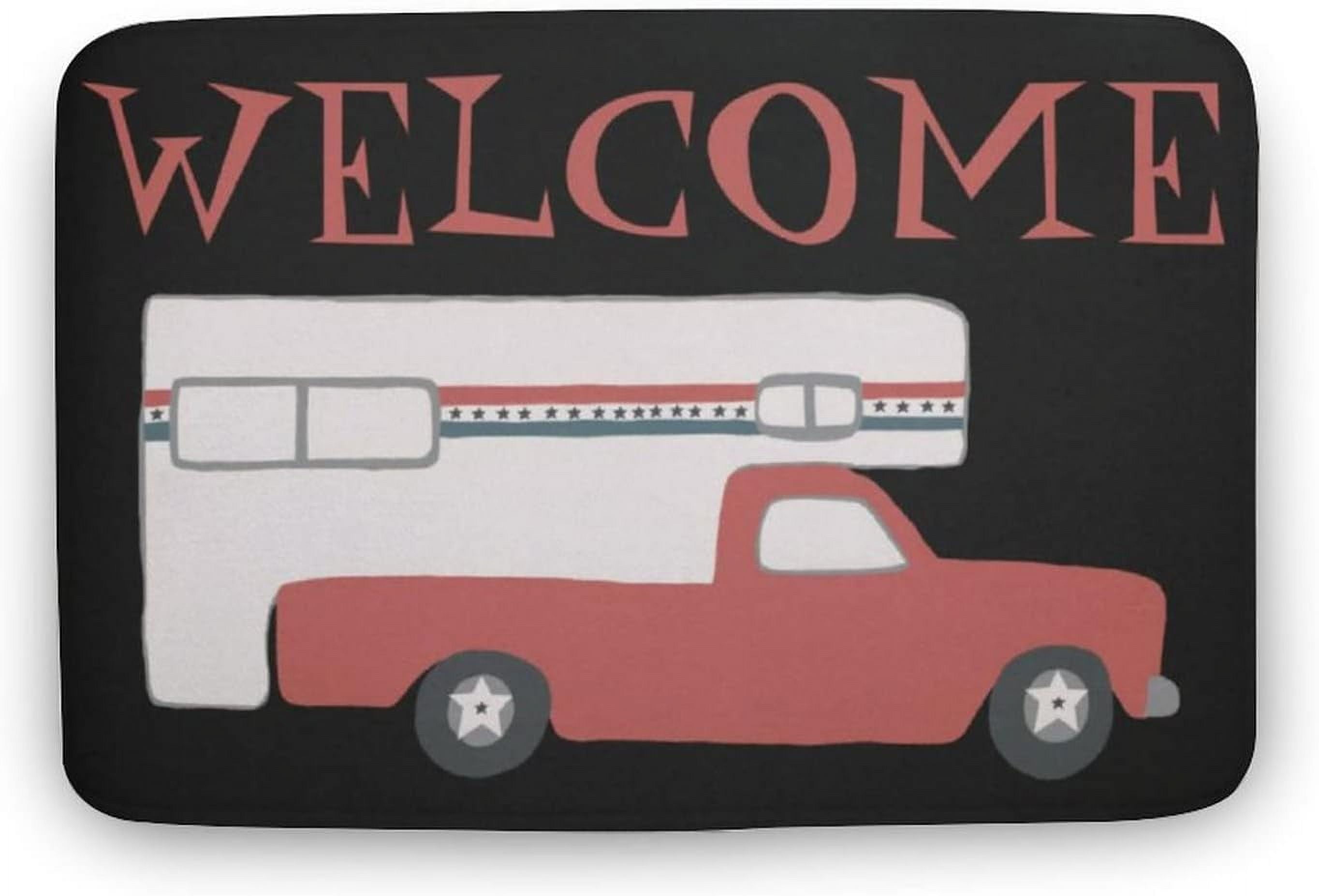 Truck Camper Vintage Motorhome Red Blue Doormat Mat,Non
