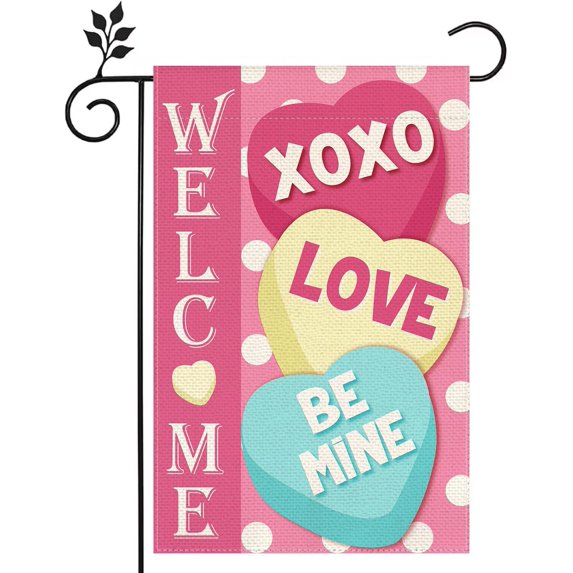 Welcome Valentine''s Day Love Garden Flag 12x18 inch home Outdoor Yard Lawn Garden Flag Decoration -A