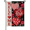 thumbnail image 1 of Welcome Valentine''s Day Red Love Heart Small Decorative Garden Flag, Rose Flowers Plaid Stripes Farmhouse Yard Lawn Outside Decor, Anniversary Wedding Outdoor Home Decoration Double Sided 12x18, 1 of 6
