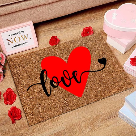 Welcome Valentines Day Doormat Decorative Front Door Mat, Pink Red Love Heart Doormat Indoor Outdoor Non-Slip Floor Entryway Rug, Anniversary Wedding Home Kitchen Decor 32x48 Inch