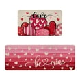 thumbnail image 1 of Welcome Valentines Day Kitchen Rugs Set of 2, Red Black Love Hearts Buffalo Plaid Floor Mats Home Decor, Anniversary Wedding Door Mat Decorations - 176x29 and 16x43 Inches, 1 of 5