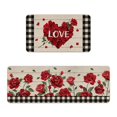thumbnail image 1 of Welcome Valentines Day Kitchen Rugs Set of 2, Red Black Love Hearts Buffalo Plaid Floor Mats Home Decor, Anniversary Wedding Door Mat Decorations - 176x29 and 16x43 Inches, 1 of 5