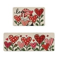 thumbnail image 1 of Welcome Valentines Day Kitchen Rugs Set of 2, Red Black Love Hearts Buffalo Plaid Floor Mats Home Decor, Anniversary Wedding Door Mat Decorations - 176x29 and 16x43 Inches, 1 of 5