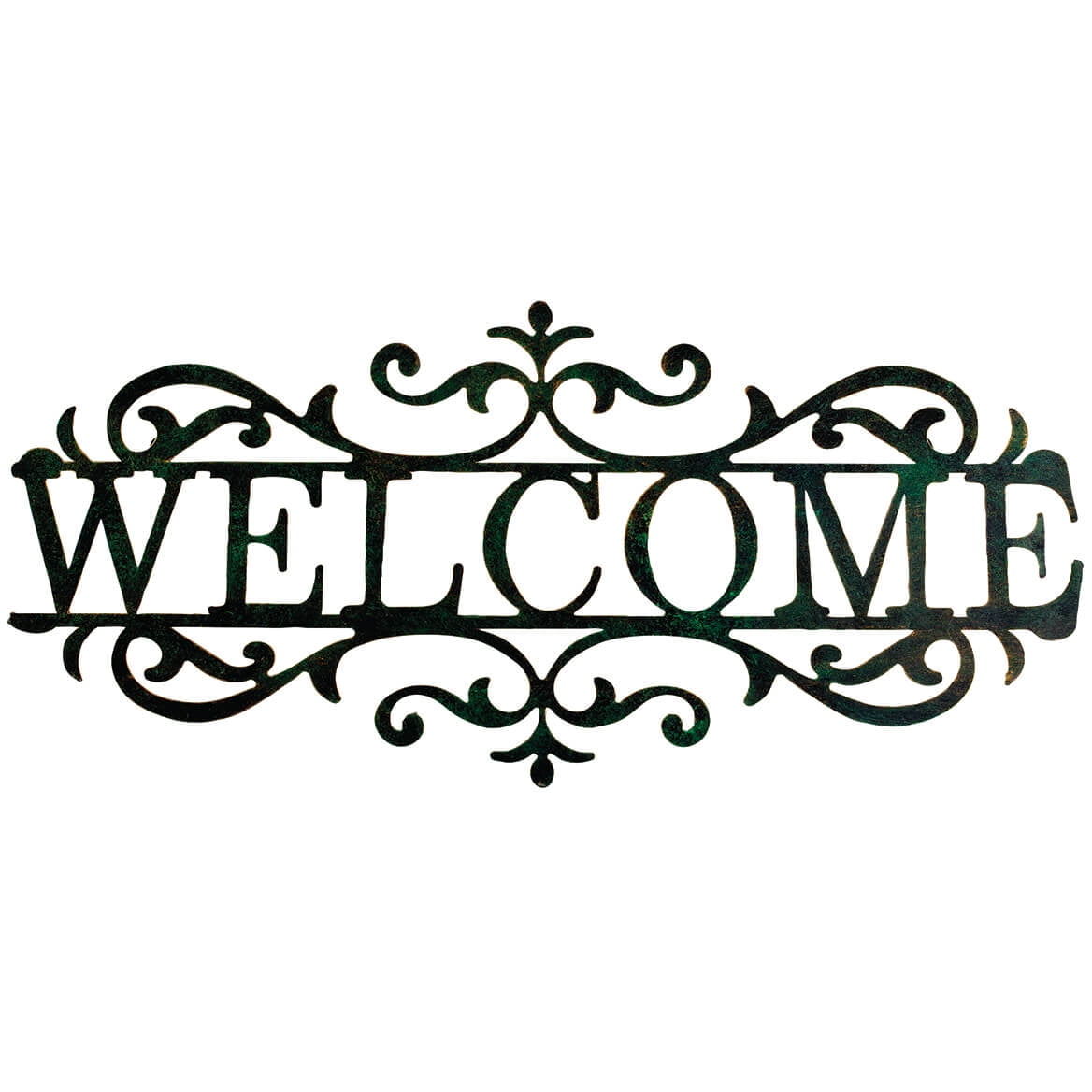 Vintage Green Patina Metal Welcome Wall Art