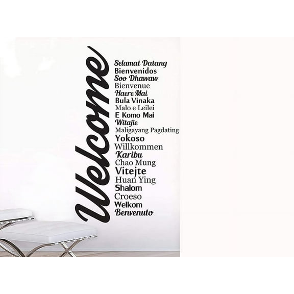 Welcome Wall Decal Family Vinyl Sticker Decals Words Welcome in International Languages Home Decor Living Room Office School Interior