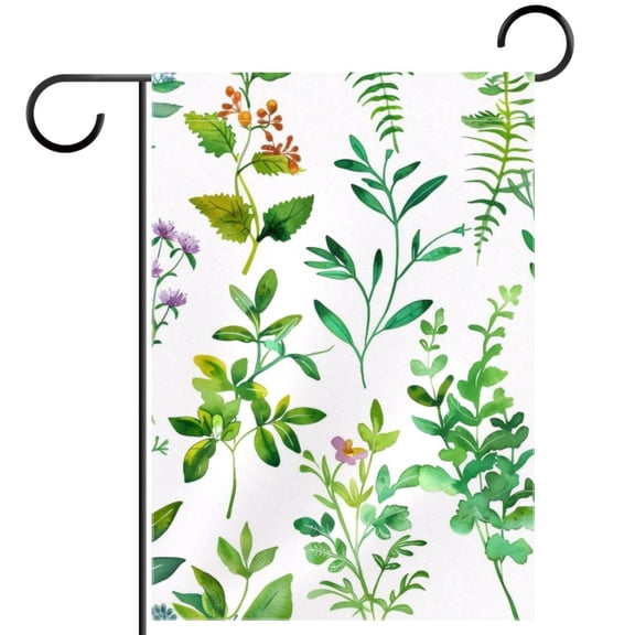 Welcome Watercolor Plants Pattern Garden Flag, Vertical Double Sided Small House Flag, Yard Farmhouse Outdoor Deck Veranda Lawn Decor 28x40 Inch