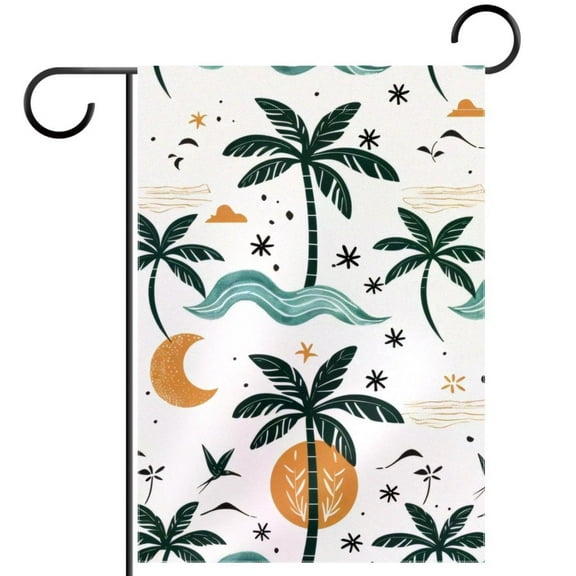 Welcome Waves Sun Birds Summer Pattern Garden Flag, Vertical Double Sided Small House Flag, Yard Farmhouse Outdoor Deck Veranda Lawn Decor 28x40 Inch