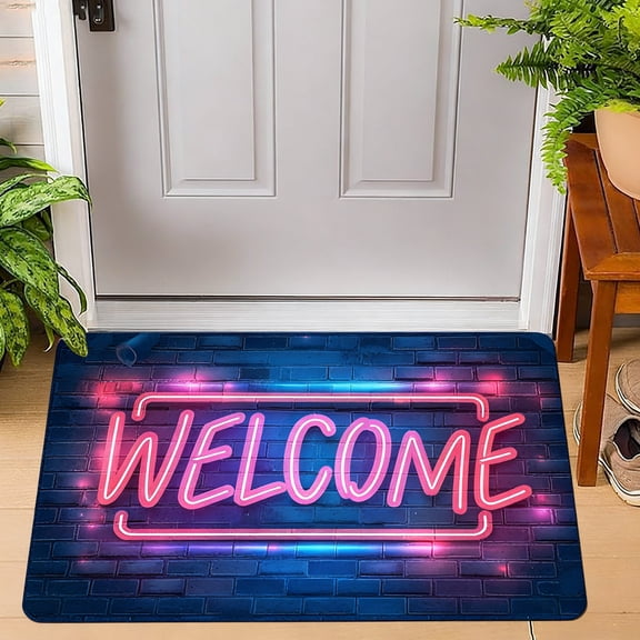 Welcome Web Button 16x24in Rug Throw Rugs Entryway Indoor Front Door Mat Non Slip Bedside Area Rug for Bedroom Aesthetic Kitchen Carpet Machine Washable