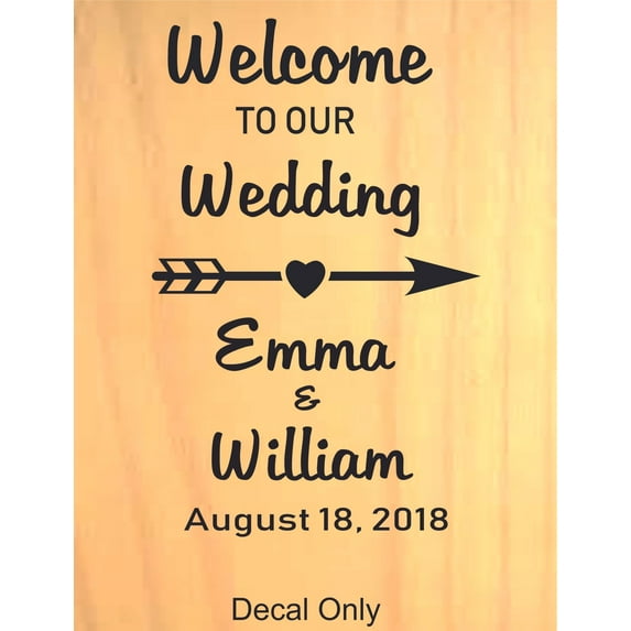 Welcome to our Wedding Sign Signage Customized Wall Decal - Custom Vinyl Wall Art - Personalized Name - Baby Girls Boys Kids Bedroom Wall Decal Room Decor Wall Stickers Decoration Size (40x20 inch)