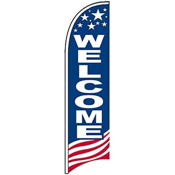 Welcome Windless Swooper Flag Banner Sign 2.5x11.5 ft Tall (Flag ) bb