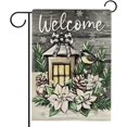 thumbnail image 1 of Welcome Winter Blue Lantern Poinsettia House Flag Double Sided, Chickadee Bird Pine Cone Snow Decorative Garden Yard Outdoor Large Decor, Christmas Farmhouse Home Outside Decoration 28 x 40, 1 of 6
