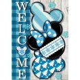 thumbnail image 1 of Welcome Winter Cartoon Mouse Decorative Garden Flag, Blue Plaid Check Snowflake Farmhouse Yard Outside Decorations, Seasonal Christmas Holiday Outdoor Small Home Decor Double Sided 12 x 18, 1 of 6