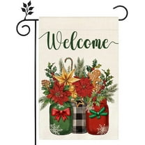 Welcome Winter Christmas Colorful Vase Garden Flag 12.5x18 Double Sided Burlap Home Outdoor Yard Lawn Garden Flag Decoration -B 12.5x18