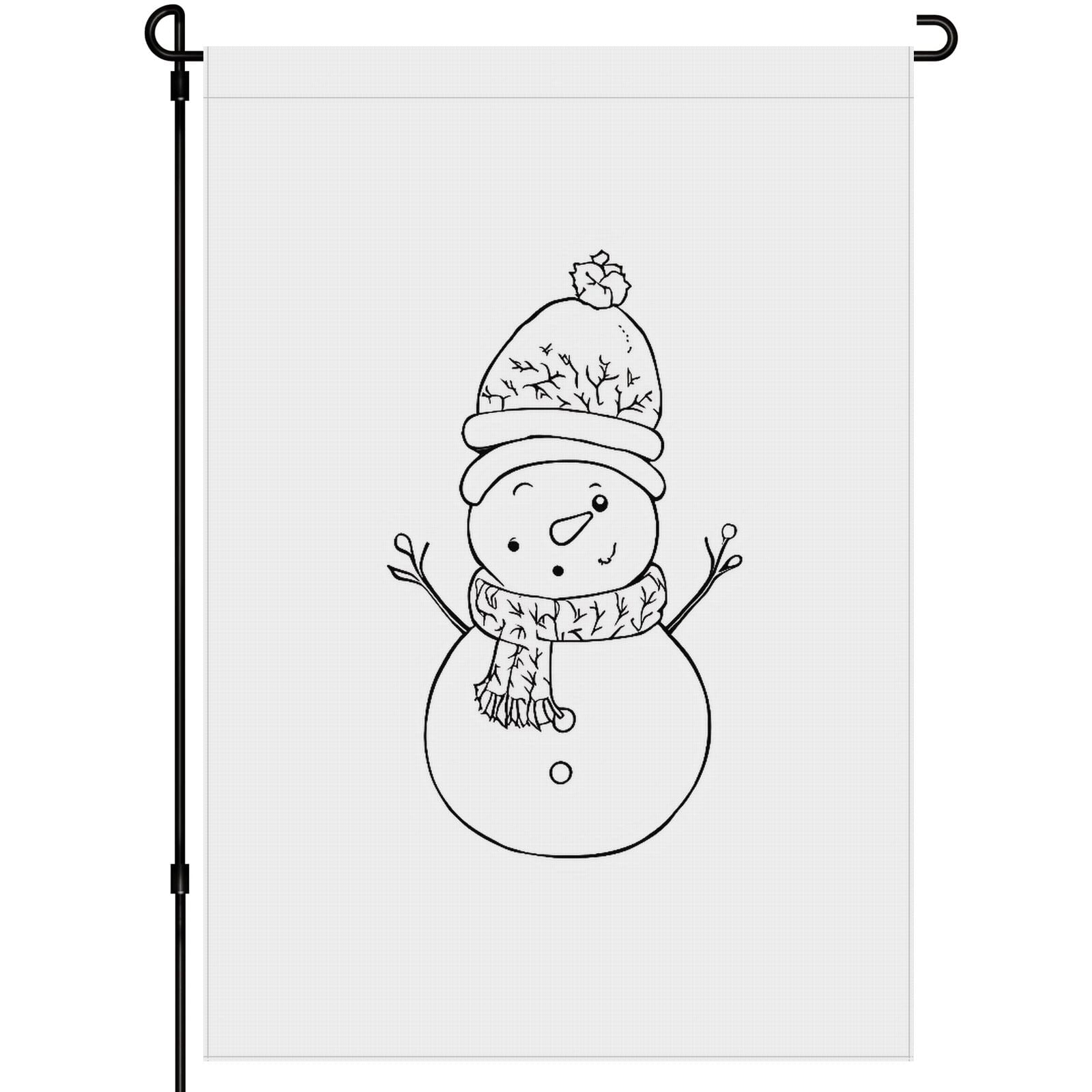 Welcome Winter Garden Flag for Outdoor - Decoration for House Front Door Farmhouse 28x40inch - Cute Cartoon Snowman House Decor - Durable Double Side Versatile Hanging Decoration