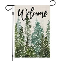 Welcome Winter Garden Flags 12x18 Inch Vertical Double Sided, Christmas Watercolor Forest Small Yard Outside Decors, Xmas Seasonal Farmhouse Holiday Outdoor Décor (3-CHRIST-2)