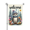 thumbnail image 1 of Welcome Winter Owl Garden Flag 12x18 Inch Double Sided Cute Owl In Hat And Scarf， Spring Flowers， Butterflies， Yard Flag Outdoor Decor， Farmhouse Seasonal House Banner, 1 of 3