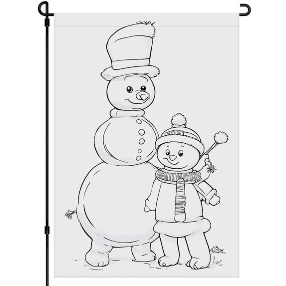 Welcome Winter Yard Flag 28x40inch, Winter Holiday Christmas Cute Cartoon Durable Outdoor Garden Decor Versatile Snowflakes Snowman Hanging Decoration, Deco for Lawn Patio Home Porch