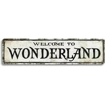 Welcome to Wonderland Sign for Bedroom Decor, 4"x16" Horror Sign for Dorm, Teen Room Decor, Witchy Room Decor, Emo Room Decor for Home Farmhouse Bar Cafe Garage Indoor Outdoor Gift