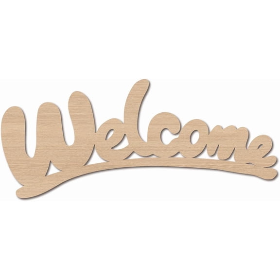 Welcome Wood Cut Sign Art Letter Laser Cut Wood Sign Wooden Decor Basswood Silhouette Hanging Sculpture Unfinished Decoration for DIY handcrafting