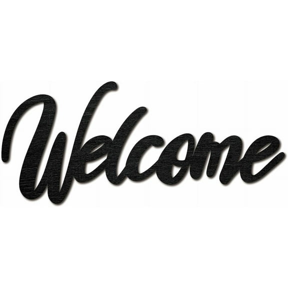 Welcome Wood Cutouts Decorative Word Signs Blank Script Unfinished Wooden Letter Laser Cut Decorative for Wreath Blank Home Cafe Shop Apartment Farmhouse Porch Party Wall 11.8 x 5 inch