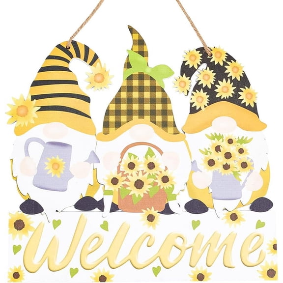 Welcome Wood Hanging Sign Gnome Sign