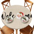 thumbnail image 1 of Welcome Words on Linen Fitted Round Tablecloths Elastic Edged Table Covers 36"-44",Waterproof Table Cloth for Kitchen Holiday Party Tables Decor, 1 of 9