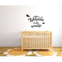 Welcome to the World Newborn Baby Babies Quote Wall Sticker Art Decal for Girls Boys Room Bedroom Nursery Kindergarten House Fun Home Decor Stickers Wall Art Vinyl Decoration Size (8x10 inch)