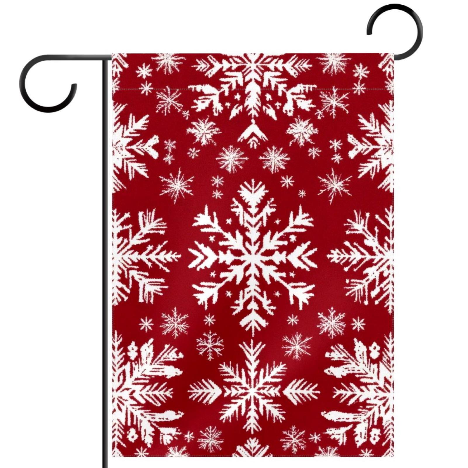 Welcome Xmas Snowflakes and Stars Pattern Garden Flag, Vertical Double ...