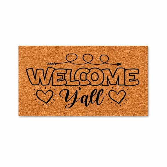 Welcome Yall Doormat, Outdoor Entryway Welcome Mat, Decorative Front Door Mat (16x24 inches) WoodByStu 6032