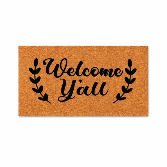 Welcome Y'all Doormat, Coir Welcome Mat, Farmhouse Entryway Door Mat (16x24 inches) 3123