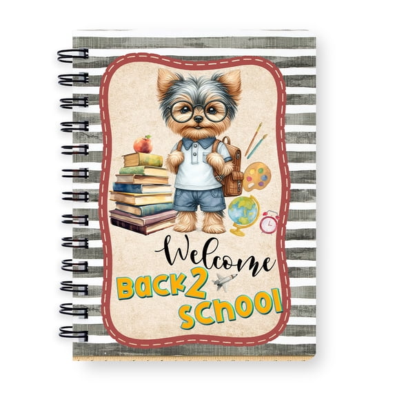 Welcome Yorkshire Terrier Back to School Vintage Retro Spiral Bound Journal Yorkie Dog Lover Gifts 5x7in Spiral Notebook - 02012