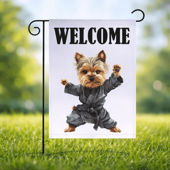 Welcome Yorkshire Terrier Garden Flag 12x18 Single Sided Outdoor Yard Decor