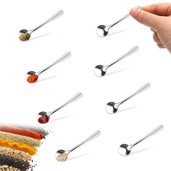 Welcome to my boutique 8Pcs Tiny Spoons for Spices Jars, 2.9 Inch Small Stainless Steel Spoons, Cute Mini Condiment Spoons Little Spoon Silverware for Spice