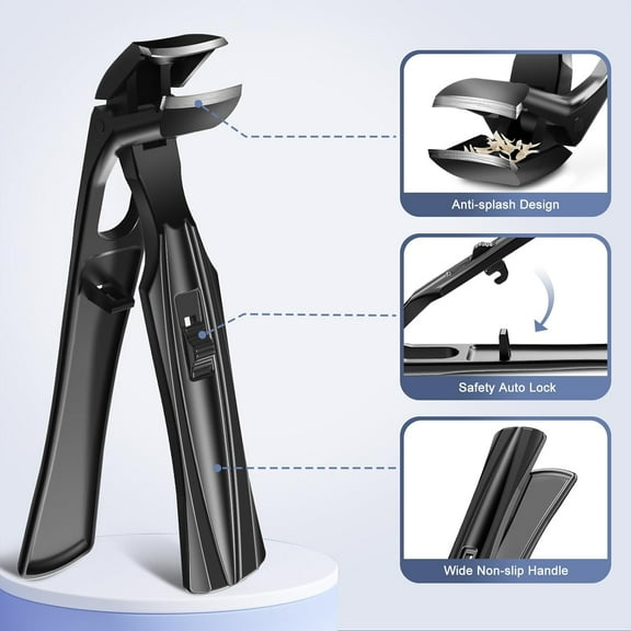 Welcome to my boutique. Toenail Clippers for Seniors Thick Toenails, Upgrade Angled Head Large Toe Nail Clippers for Men with Wide Jaw Opening, Sharp Heavy Duty Fingernail -Black
