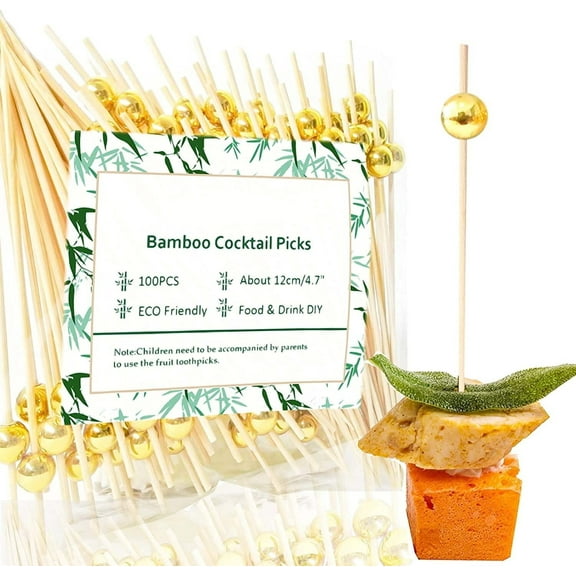 Welcome to my boutique shop Cocktail Picks Gold--Bamboo Toothpicks For Appetizers-Disposable Decorative Sandwich Food Sticks-4.7inch Party Buffet Party Drink Decoration-100PCS/Pack