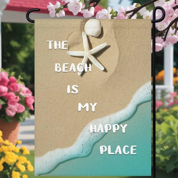 Welcome garden flag Oceans Beach Starfish 12x18 double sided The Beach Is My Happy Place Seasonal Yard Outdoor flags banners for Outside/holiday/Porch/lawn decoration