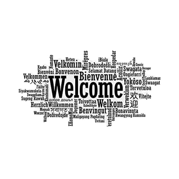 Welcome in Different Languages Wall Decal Sign Office Poster Quote Motivational Gift Vinyl Sticker Business Decor Mural 57 103Cm,40.5W*22.5"H