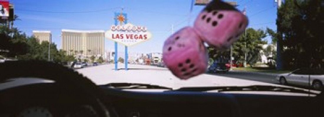 Welcome sign board at a road side viewed from a car Las Vegas Nevada USA Canvas Art - Panoramic Images (18 x 7)
