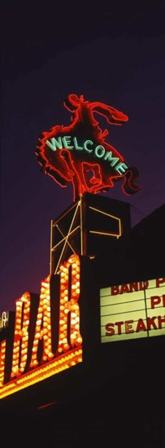 Welcome sign of a bar Million Dollar Cowboy Bar Jackson Jackson Hole Teton County Wyoming USA Canvas Art - Panoramic Images (36 x 13)