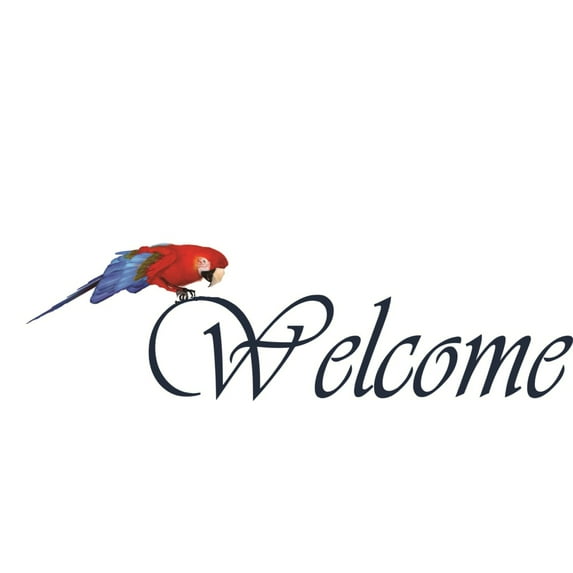 Welcome sign with a Parrot Office Wall – Home décor Sticker Vinyl Wall Decal 12 X 30 Inches