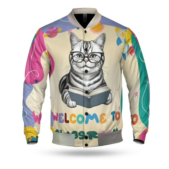 Welcome to American Shorthair Classroom Teacher Dog Mom All Over Print 3D Baseball Jacket Cat Lover Kitten Owner Gifts Bomber Jacket Softball - 02015