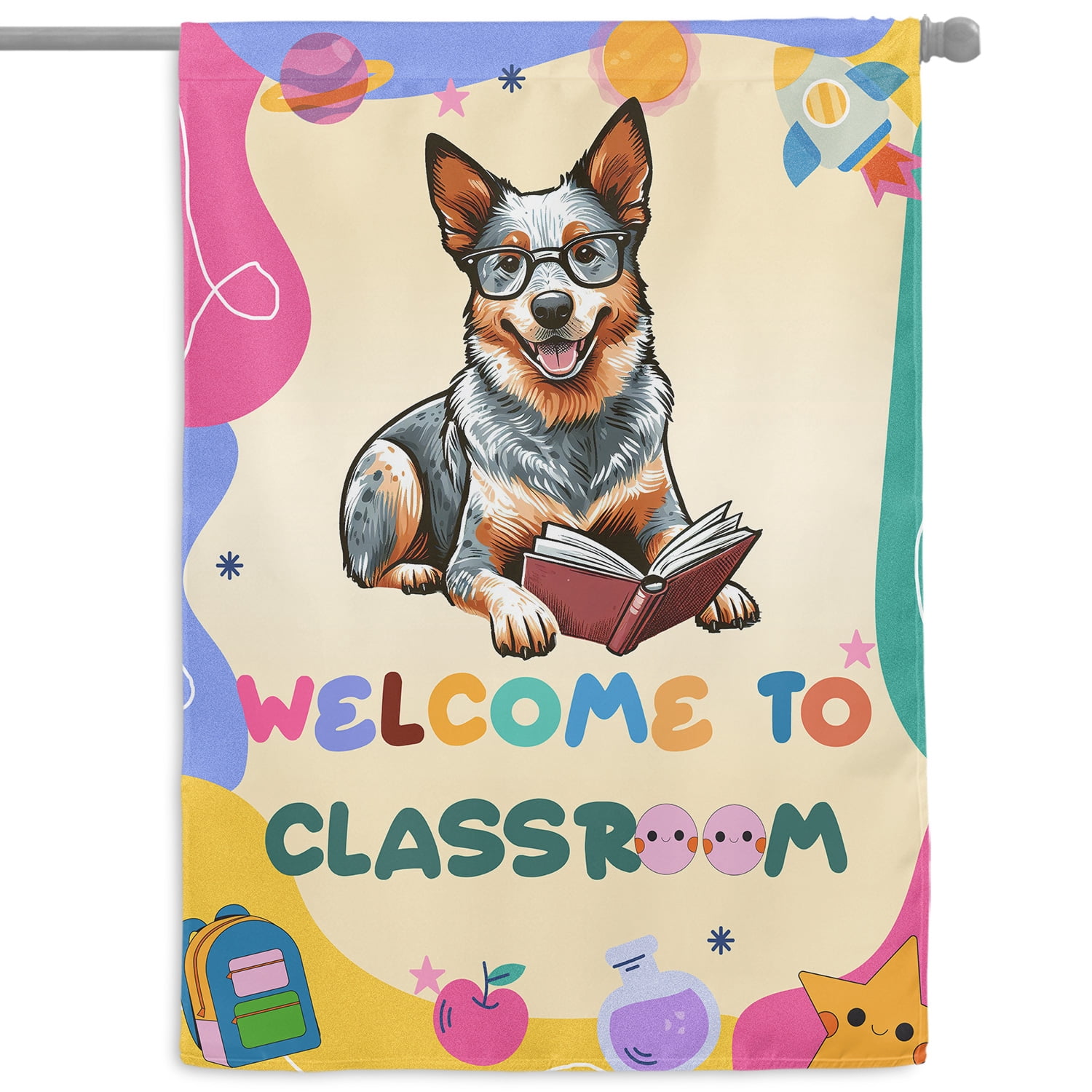 Welcome to Australian Cattle Dog Classroom Teacher Dog Mom House Flag 28x40in Double Sided Heeler Lover Gifts Outdoor Decor - 02015