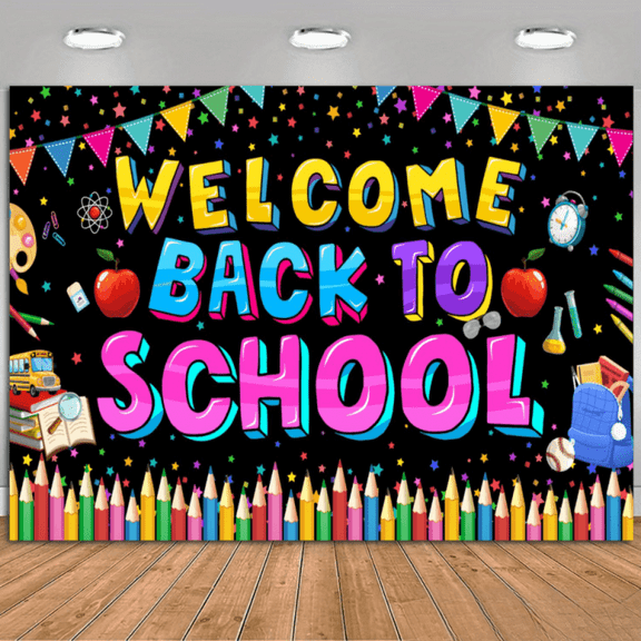 Welcome to Black to School Tapestry Backdrop Banner for Preschool Kindergarten First Day to School Party Decorations Background