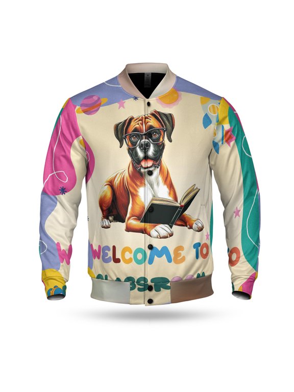 Welcome to Boxer Classroom Teacher Dog Mom All Over Print 3D Baseball Jacket Boxers Dog Lover Gifts Idea Bomber Jacket Softball - 02015